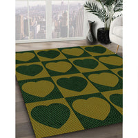 Patterned Olive Green Rug, pat1701grn