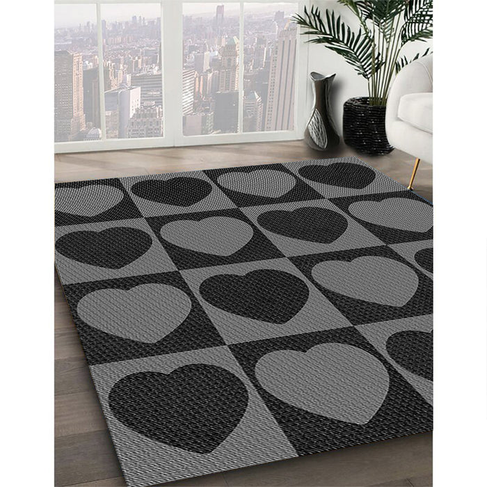 Patterned Midnight Gray Rug in Family Room, pat1701gry