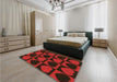 Patterned Tomato Red Rug in a Bedroom, pat1701org