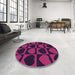 Round Patterned Deep Pink Rug in a Office, pat1701pur