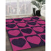 Patterned Deep Pink Rug in Family Room, pat1701pur
