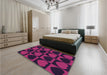 Patterned Deep Pink Rug in a Bedroom, pat1701pur