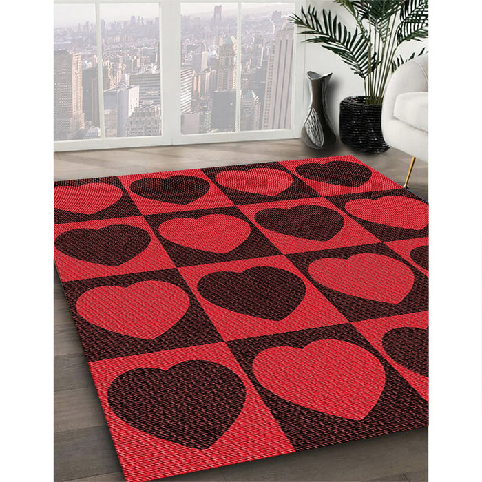 Patterned Red Rug in Family Room, pat1701rd