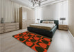 Patterned Red Brown Rug in a Bedroom, pat1701yw