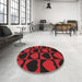 Round Machine Washable Transitional Dark Brown Rug in a Office, wshpat1701