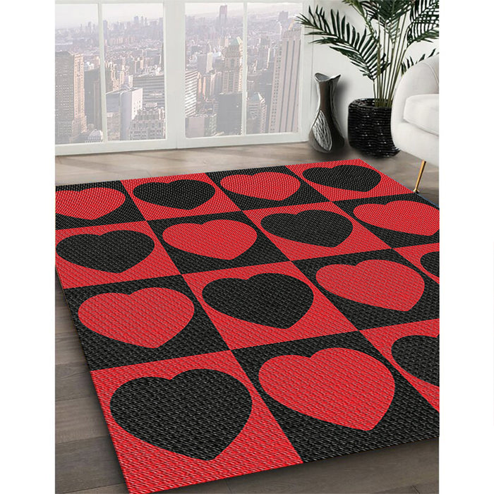 Patterned Dark Brown Novelty Rug in Family Room, pat1701