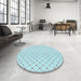 Round Patterned Northern Lights Blue Rug in a Office, pat1702lblu