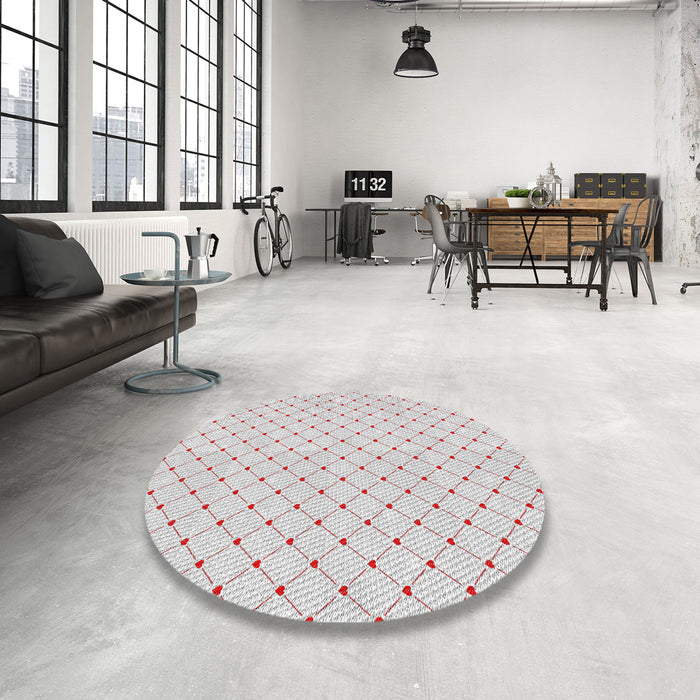 Round Patterned Off-White Novelty Rug in a Office, pat1702