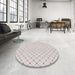 Round Machine Washable Transitional White Smoke Rug in a Office, wshpat1702