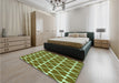 Patterned Dark Bronze Brown Rug in a Bedroom, pat1703grn