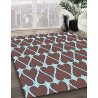 Patterned Brown Red Rug, pat1703lblu