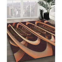 Patterned Dark Scarlet Red Rug, pat1704brn