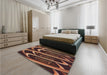 Patterned Dark Scarlet Red Rug in a Bedroom, pat1704brn