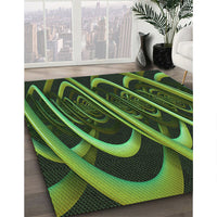 Patterned Dark Forest Green Rug, pat1704grn