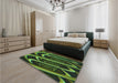 Patterned Dark Forest Green Rug in a Bedroom, pat1704grn