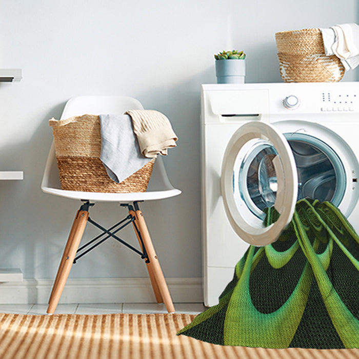 Machine Washable Transitional Dark Forest Green Rug in a Washing Machine, wshpat1704grn