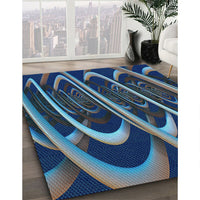 Patterned Silk Blue Rug, pat1704lblu