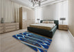 Patterned Silk Blue Rug in a Bedroom, pat1704lblu