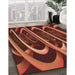 Patterned Orange Rug in Family Room, pat1704org