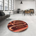 Round Patterned Orange Rug in a Office, pat1704org