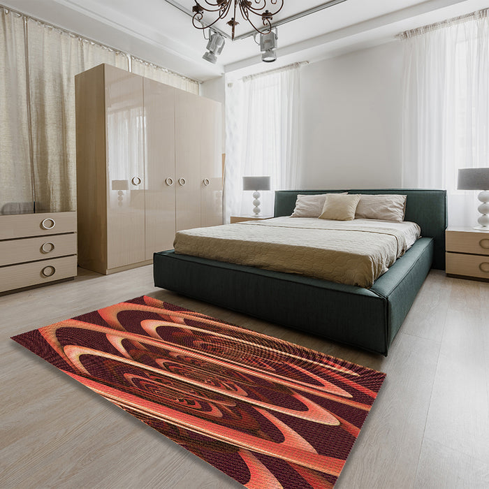Patterned Orange Rug in a Bedroom, pat1704org