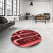 Round Patterned Red Rug in a Office, pat1704rd