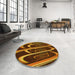 Round Patterned Sedona Brown Rug in a Office, pat1704yw