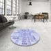 Round Patterned Lavender Blue Rug in a Office, pat1705blu