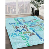 Patterned Electric Blue Rug, pat1705lblu