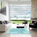 Square Patterned Electric Blue Rug in a Living Room, pat1705lblu