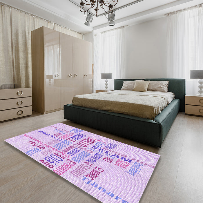 Patterned Purple Rug in a Bedroom, pat1705pur