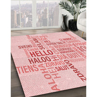 Patterned Light Rose Pink Rug, pat1705rd