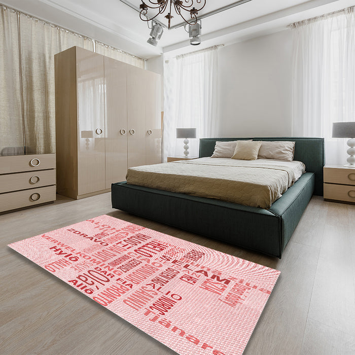 Patterned Light Rose Pink Rug in a Bedroom, pat1705rd