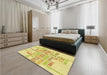 Patterned Orange Gold Rug in a Bedroom, pat1705yw