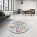 Round Patterned Water Blue Novelty Rug in a Office, pat1705