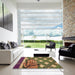 Square Patterned Caramel Brown Rug in a Living Room, pat1706brn