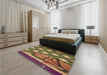 Patterned Caramel Brown Rug in a Bedroom, pat1706brn