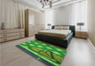 Patterned Forest Green Rug in a Bedroom, pat1706grn