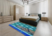 Patterned Blue Rug in a Bedroom, pat1706lblu