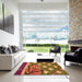 Square Patterned Cinnamon Brown Rug in a Living Room, pat1706org