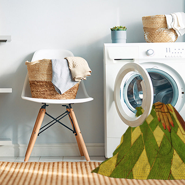 Machine Washable Transitional Saddle Brown Rug in a Washing Machine, wshpat1706yw