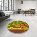 Round Patterned Saddle Brown Rug in a Office, pat1706yw