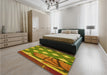 Patterned Saddle Brown Rug in a Bedroom, pat1706yw