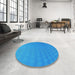 Round Patterned Neon Blue Rug in a Office, pat1707lblu