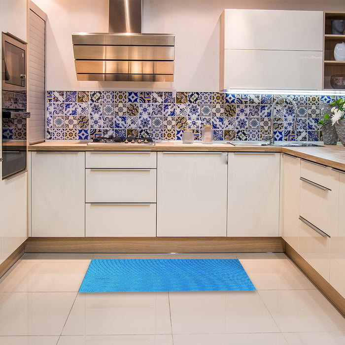 Patterned Neon Blue Rug in a Kitchen, pat1707lblu