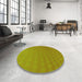 Round Patterned Dark Yellow Green Rug in a Office, pat1707yw