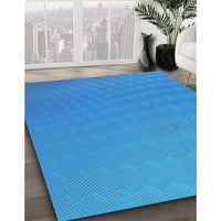 Patterned Bright Turquoise Blue Novelty Rug, pat1707