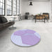 Round Patterned Purple Mimosa Purple Rug in a Office, pat1708blu