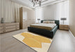 Patterned Yellow Rug in a Bedroom, pat1708brn