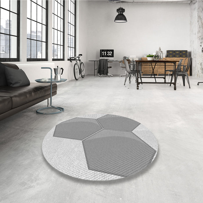 Round Patterned Gray Rug in a Office, pat1708gry